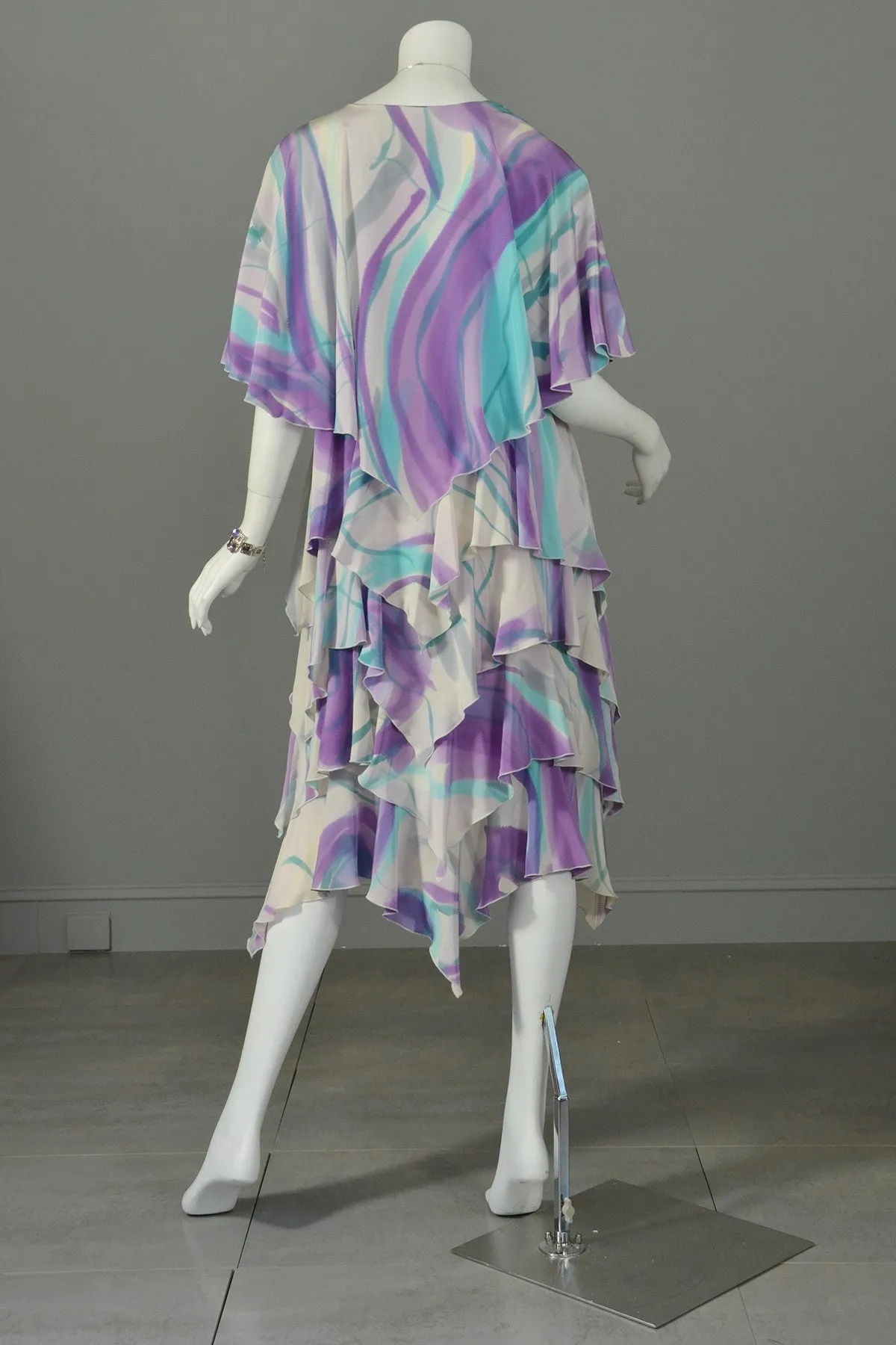 1990s Hand Dyed Silk Tiered Dress Size M/L