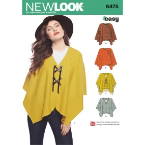 6475 New Look Pattern 6475 Misses' Easy Poncho and Cape