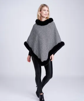 Addison Poncho - Black/White