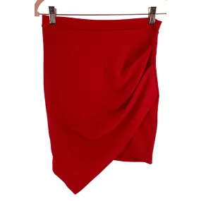 A'Gaci Women's Size Medium Red Asymmetrical Pleated Midi Skirt