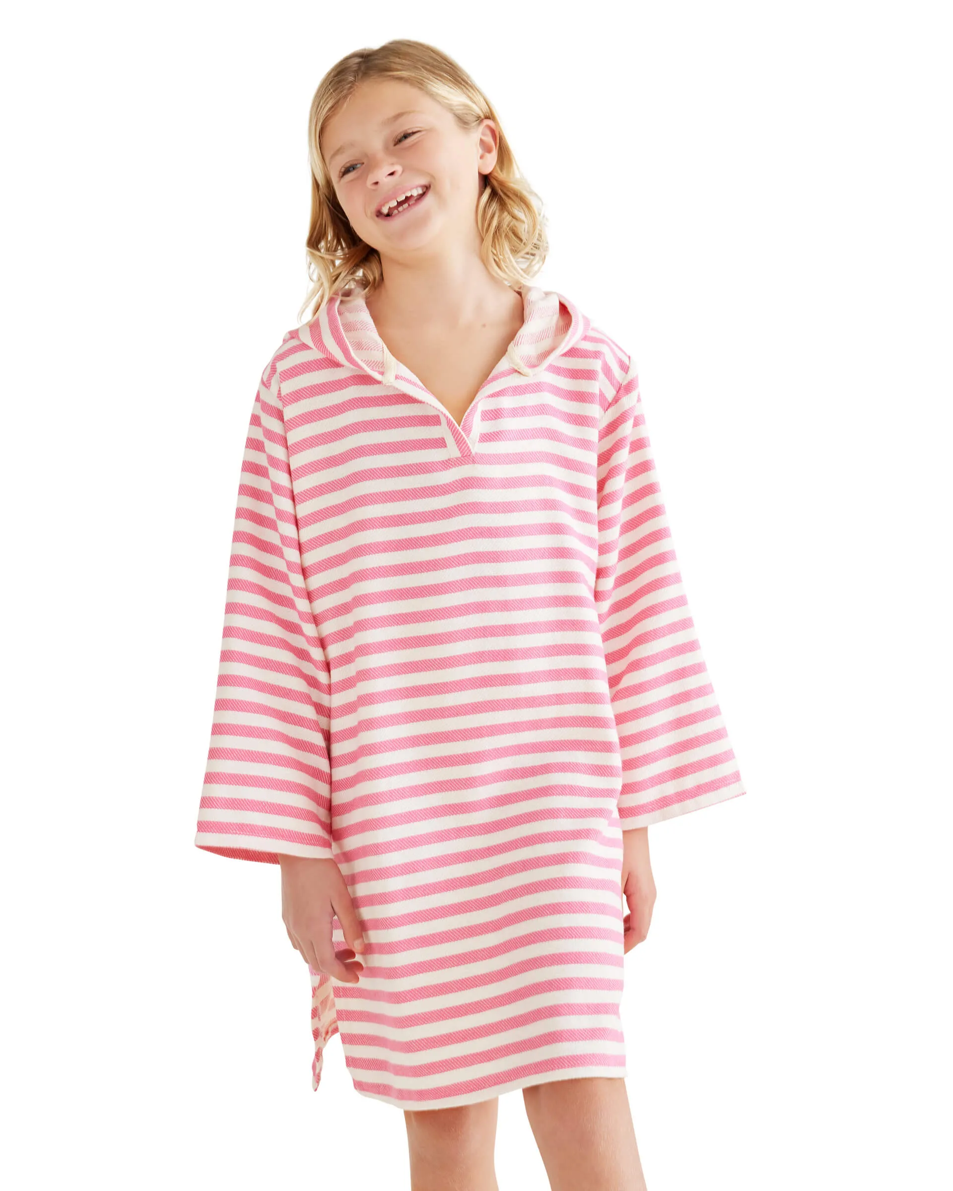 AMALFI Kids Hooded Towel: Hot Pink/White