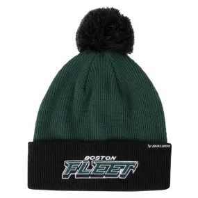 BAUER BOSTON FLEET ADULT POM KNIT GREEN BEANIE