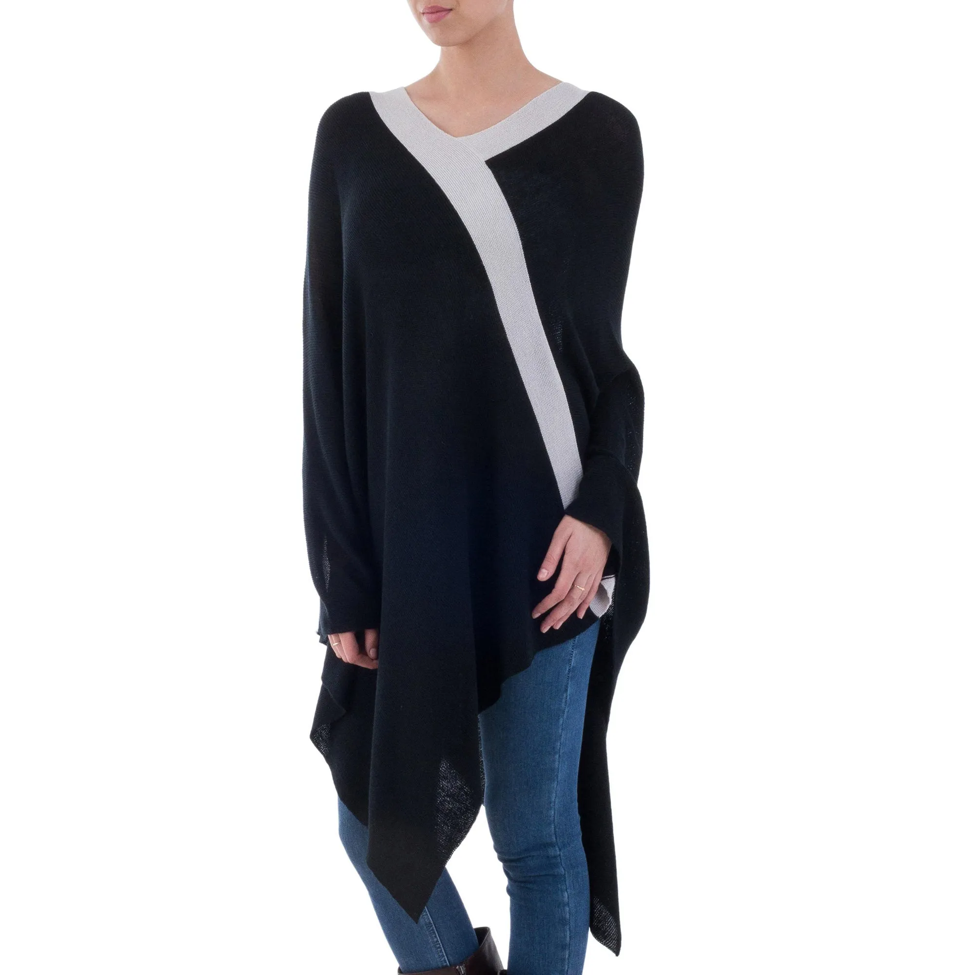 Beam of Light Knit Bohemian Drape Poncho