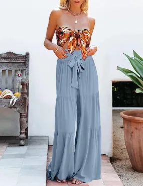 Beautiful Light Blue Bohemian Palazzo Wide Leg Pants