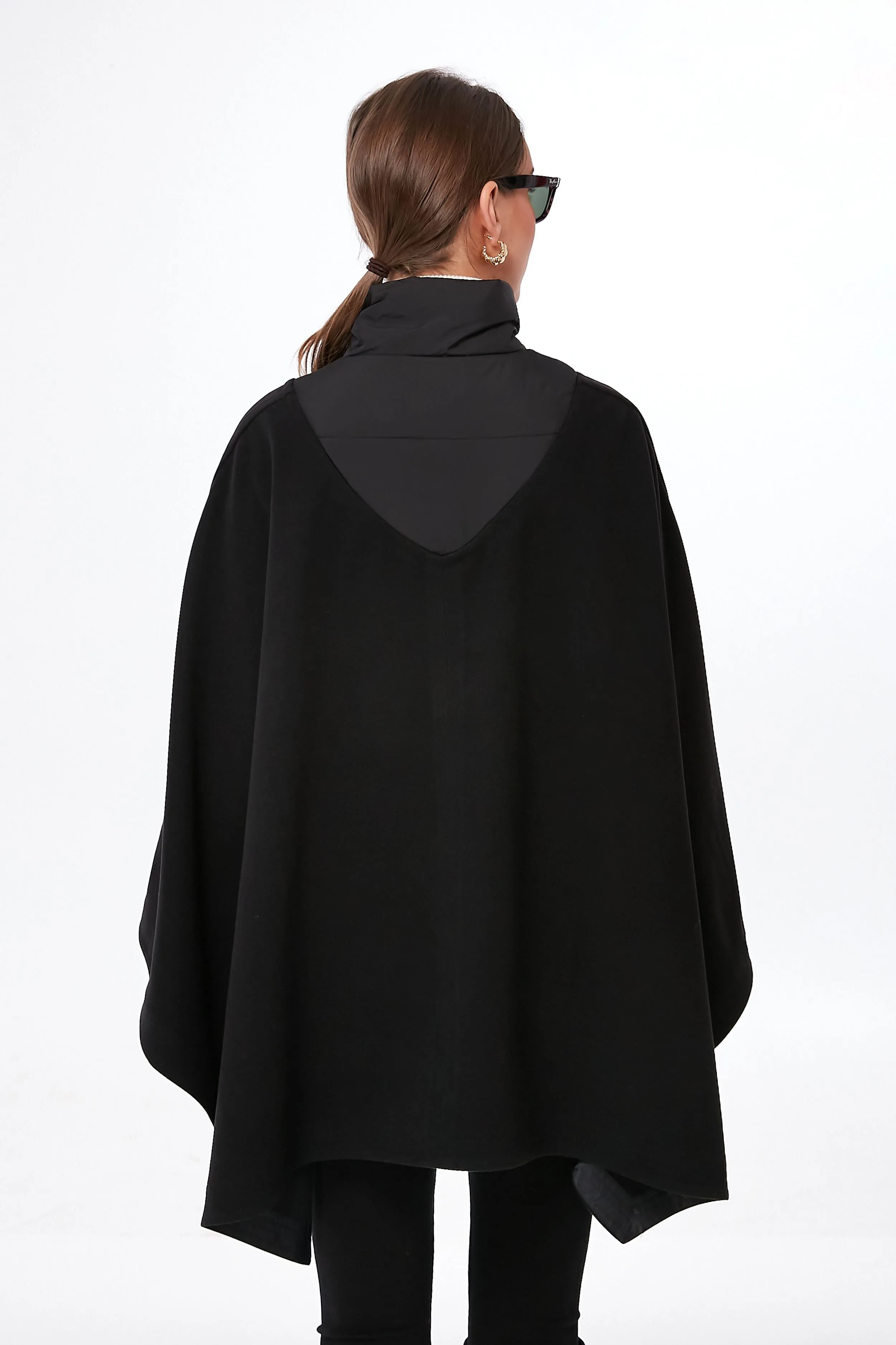 Black High-Neck Poncho