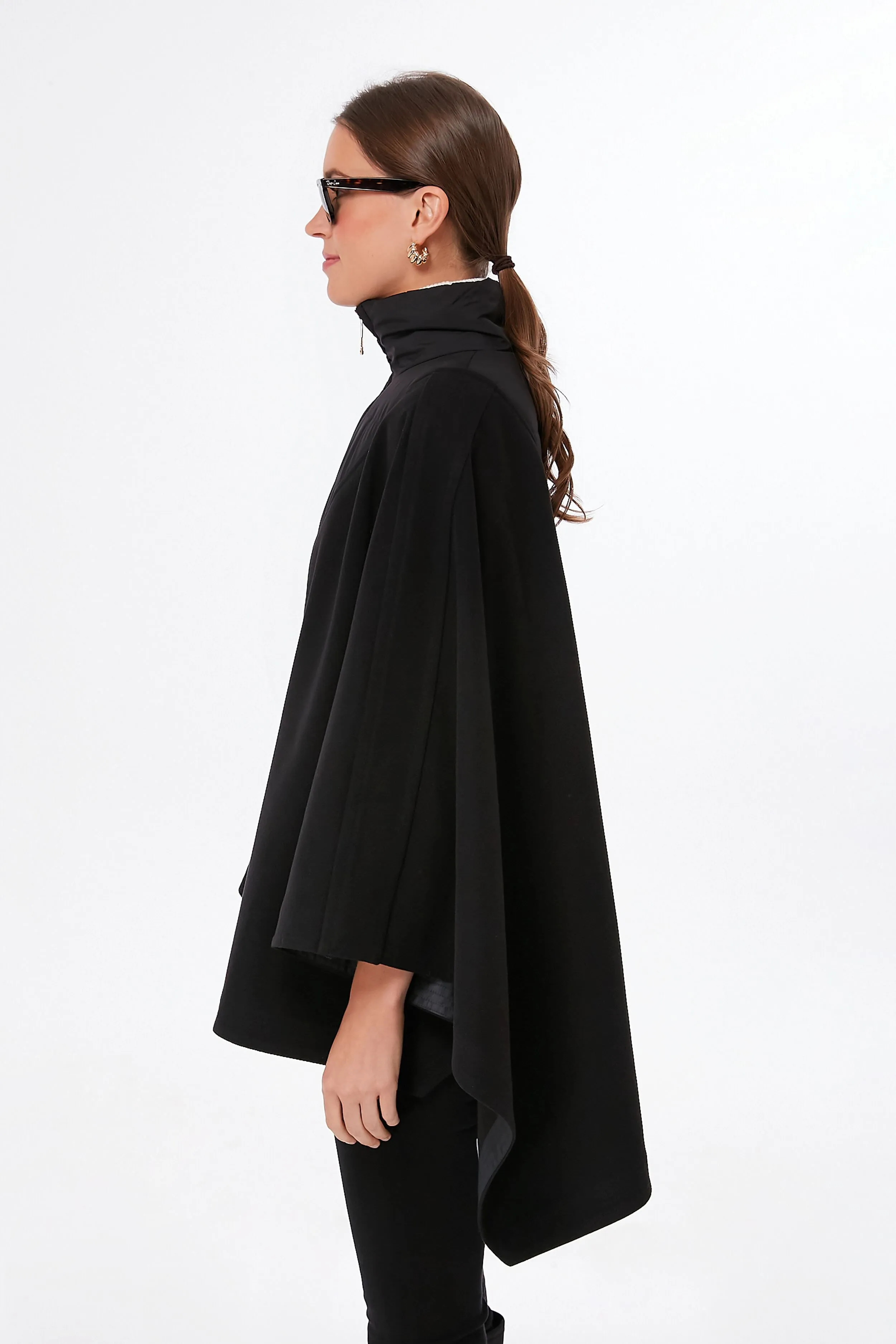 Black High-Neck Poncho