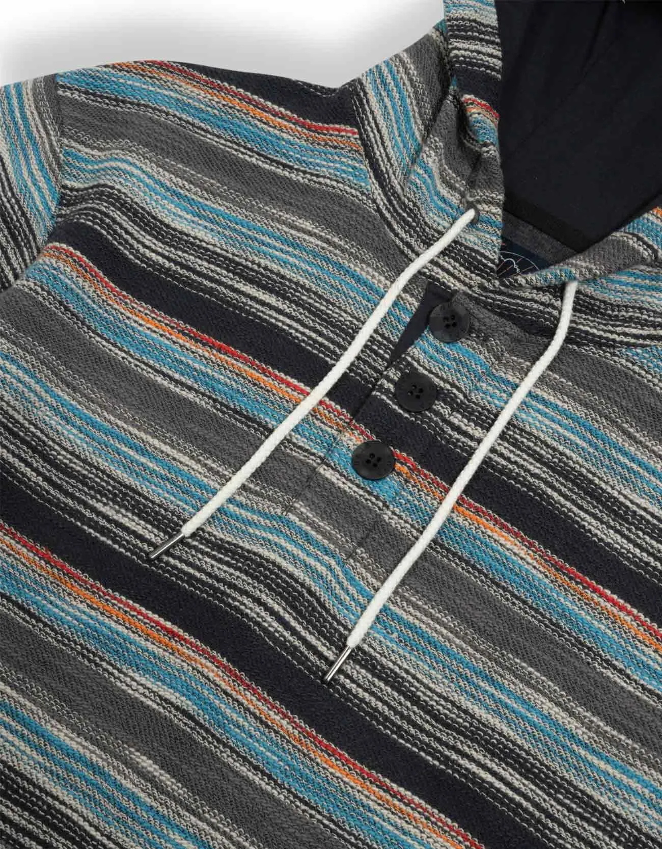 BLACK PAAMUL PONCHO - MID WEIGHT FRENCH TERRY STRIPED PONCHO