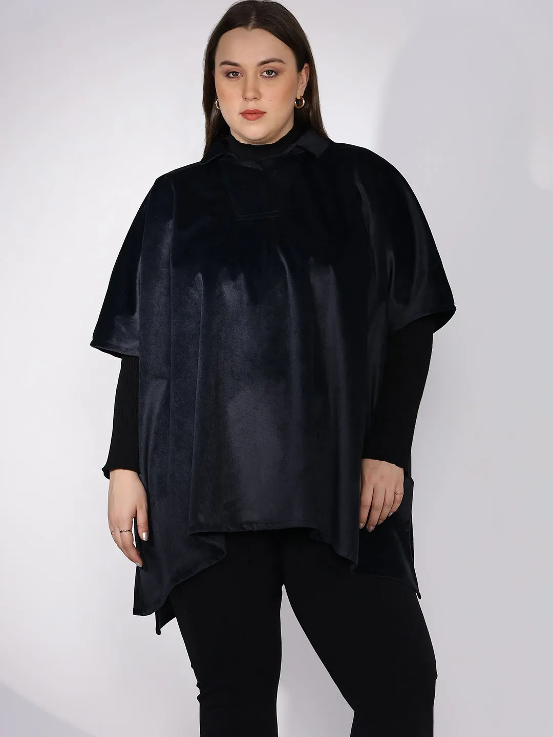 Black Suede Poncho