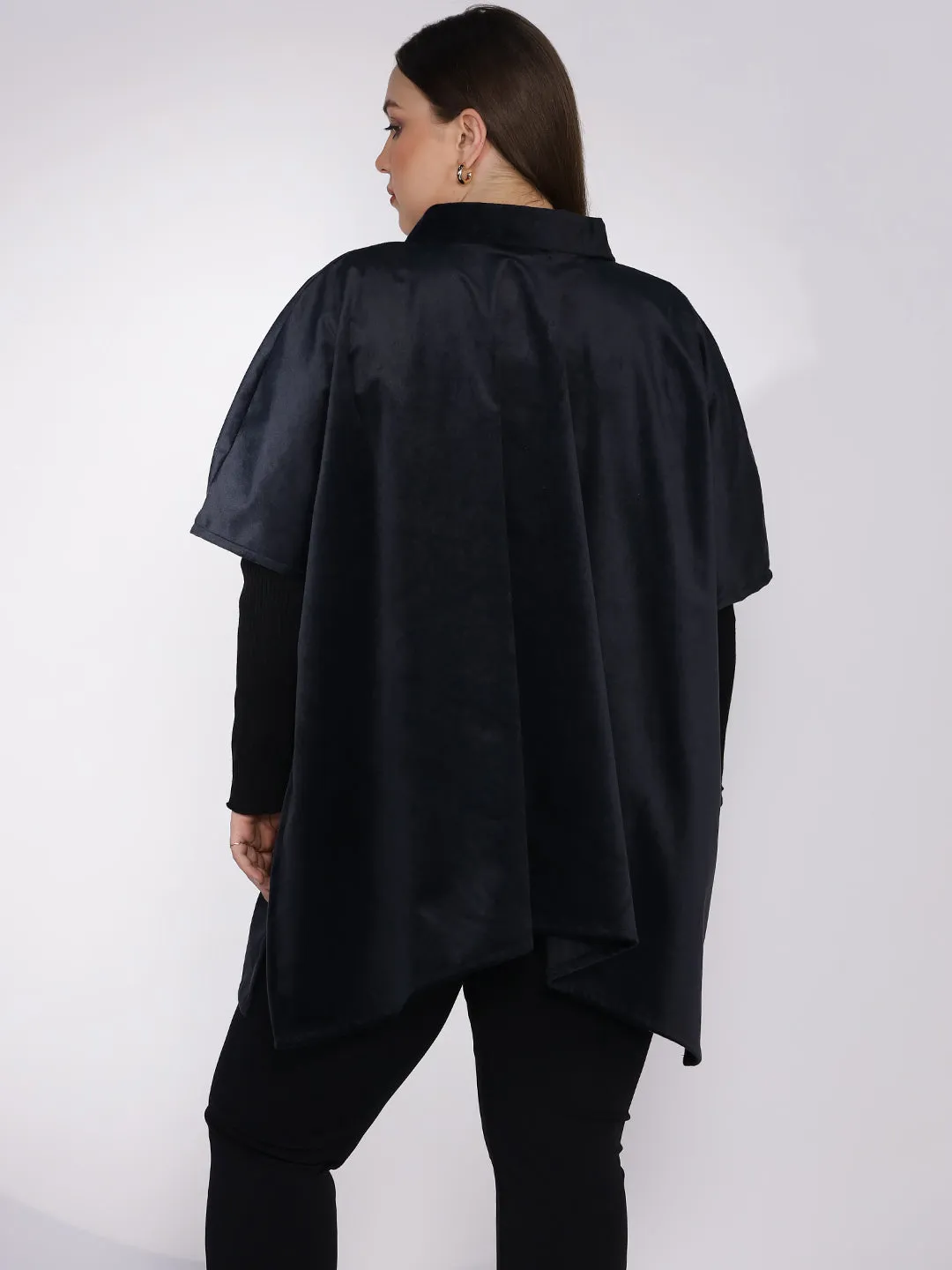 Black Suede Poncho