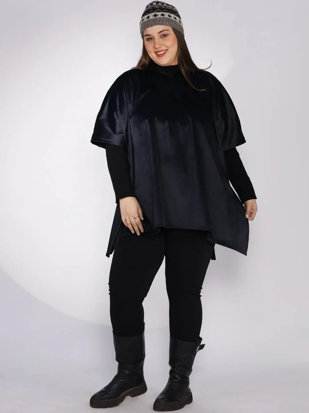 Black Suede Poncho