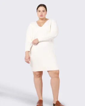 Blair V-Neck Cable Knit Sweater Dress | Ivory