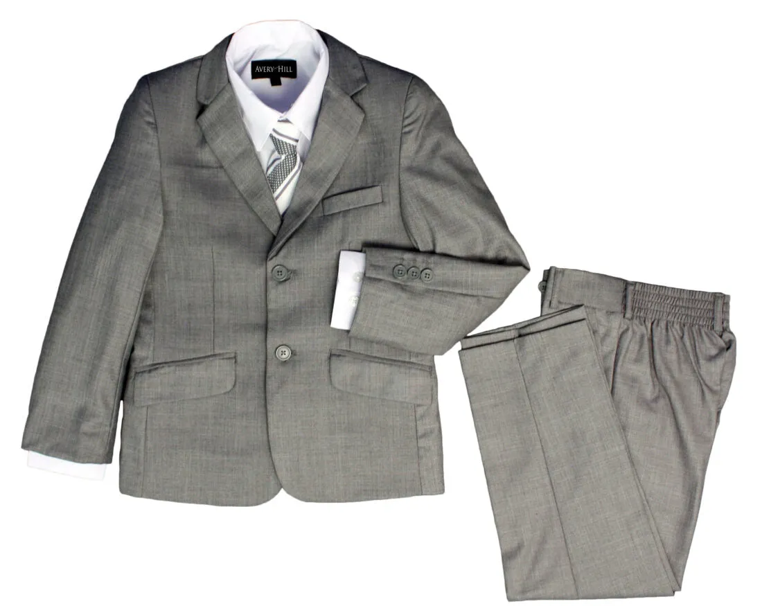 Boys Formal 5 Piece Suit with Shirt, Vest, Tie and Garment Bag – Light Gray - AH-BY029-LTGRAY