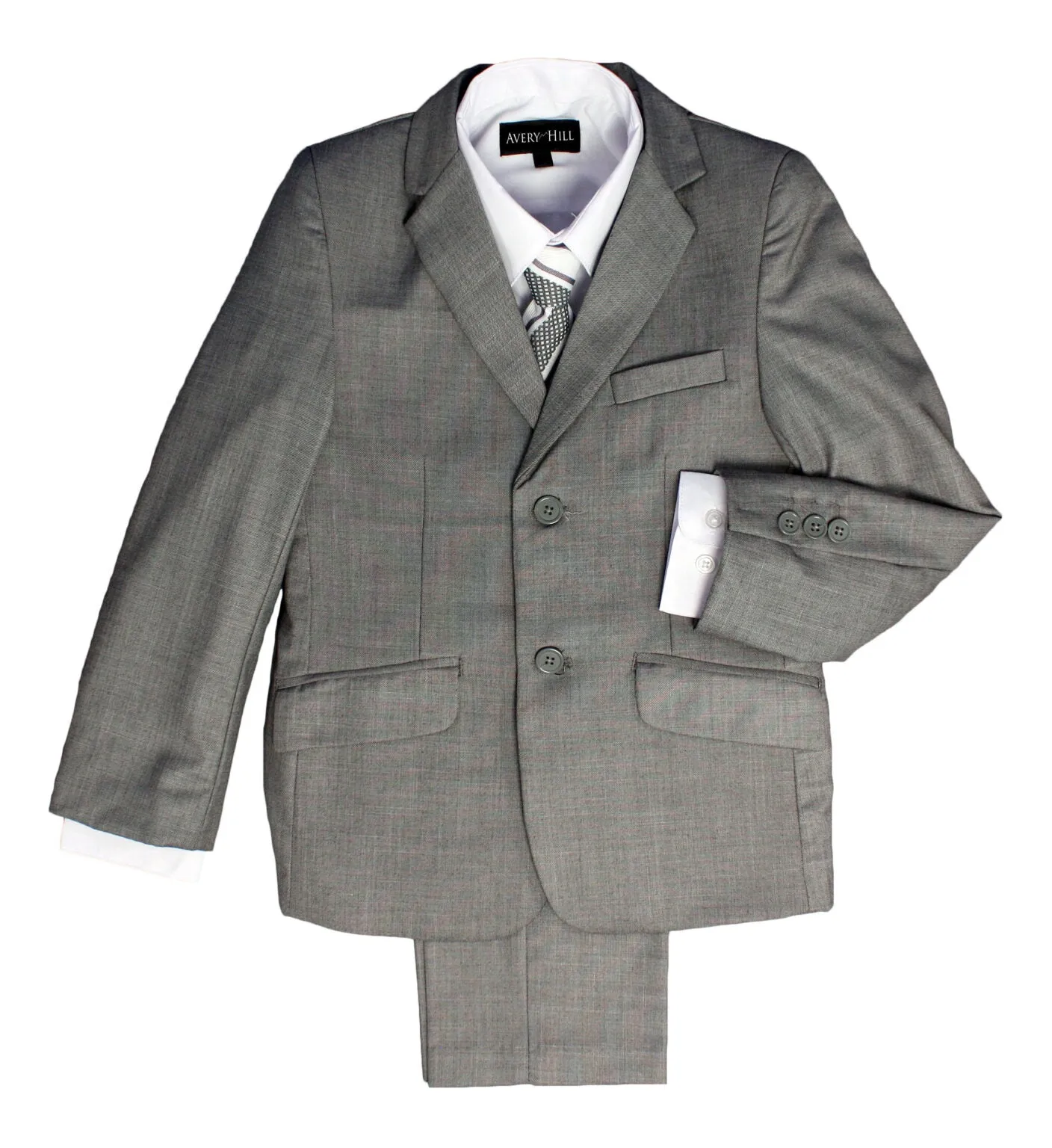 Boys Formal 5 Piece Suit with Shirt, Vest, Tie and Garment Bag – Light Gray - AH-BY029-LTGRAY