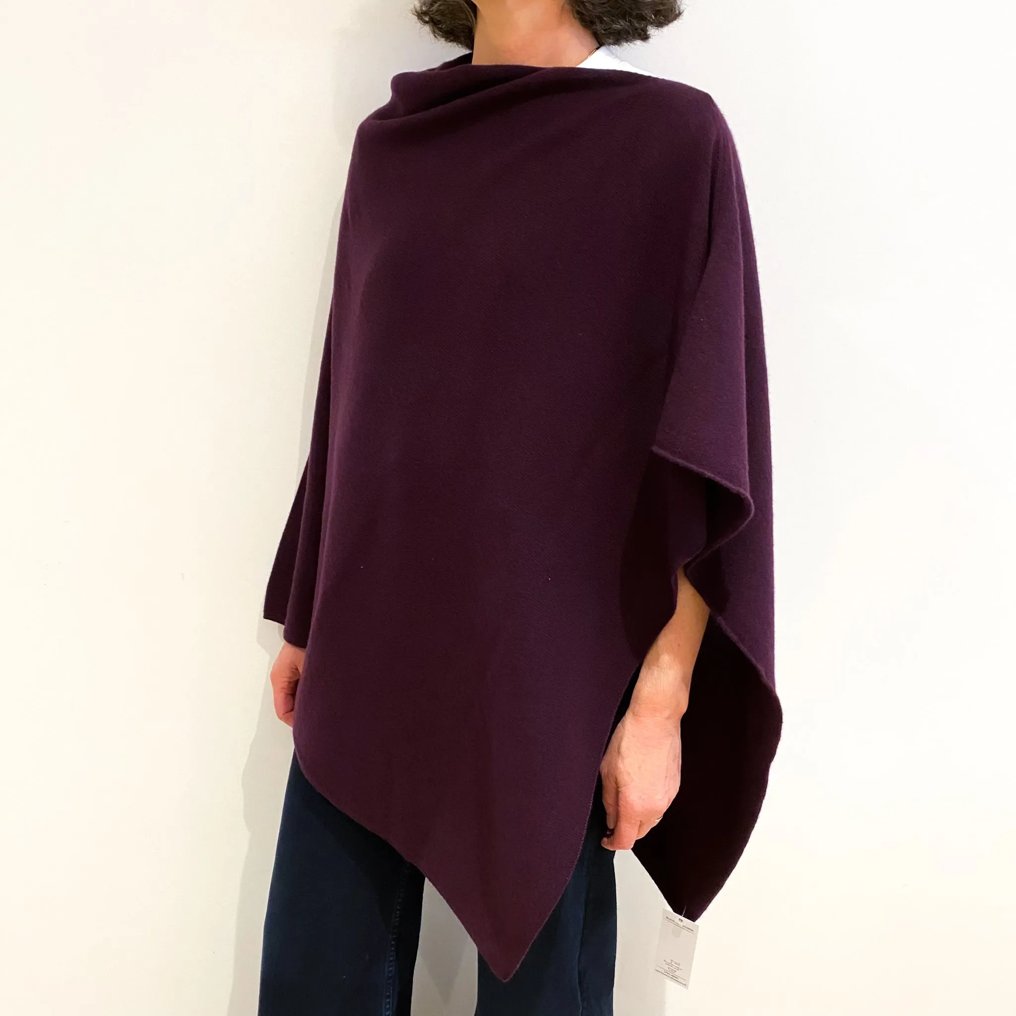 Brand New Scottish Aubergine Cashmere Poncho One Size