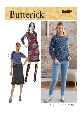 Butterick Pattern B6859 Misses' Knit Dress, Tops, Skirt and Pants