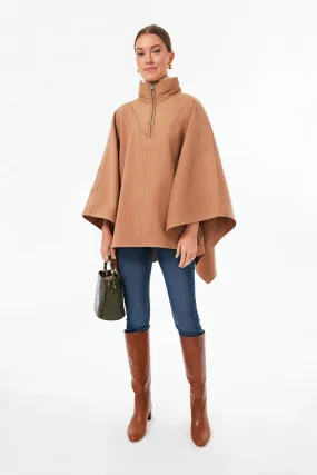 Camel High-Neck Poncho