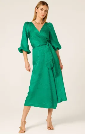 CHATEAU WRAP DRESS IN EMERALD