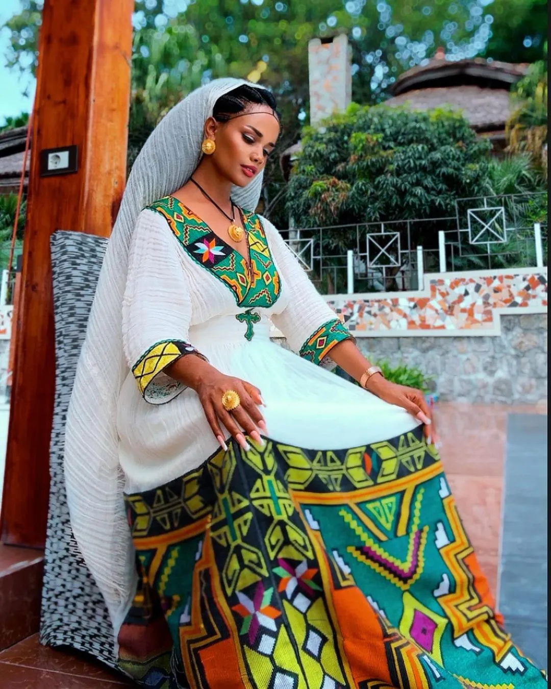 Colorful Pattern Habesha Dress Exquisite Ethiopian Dress For Any Occassion