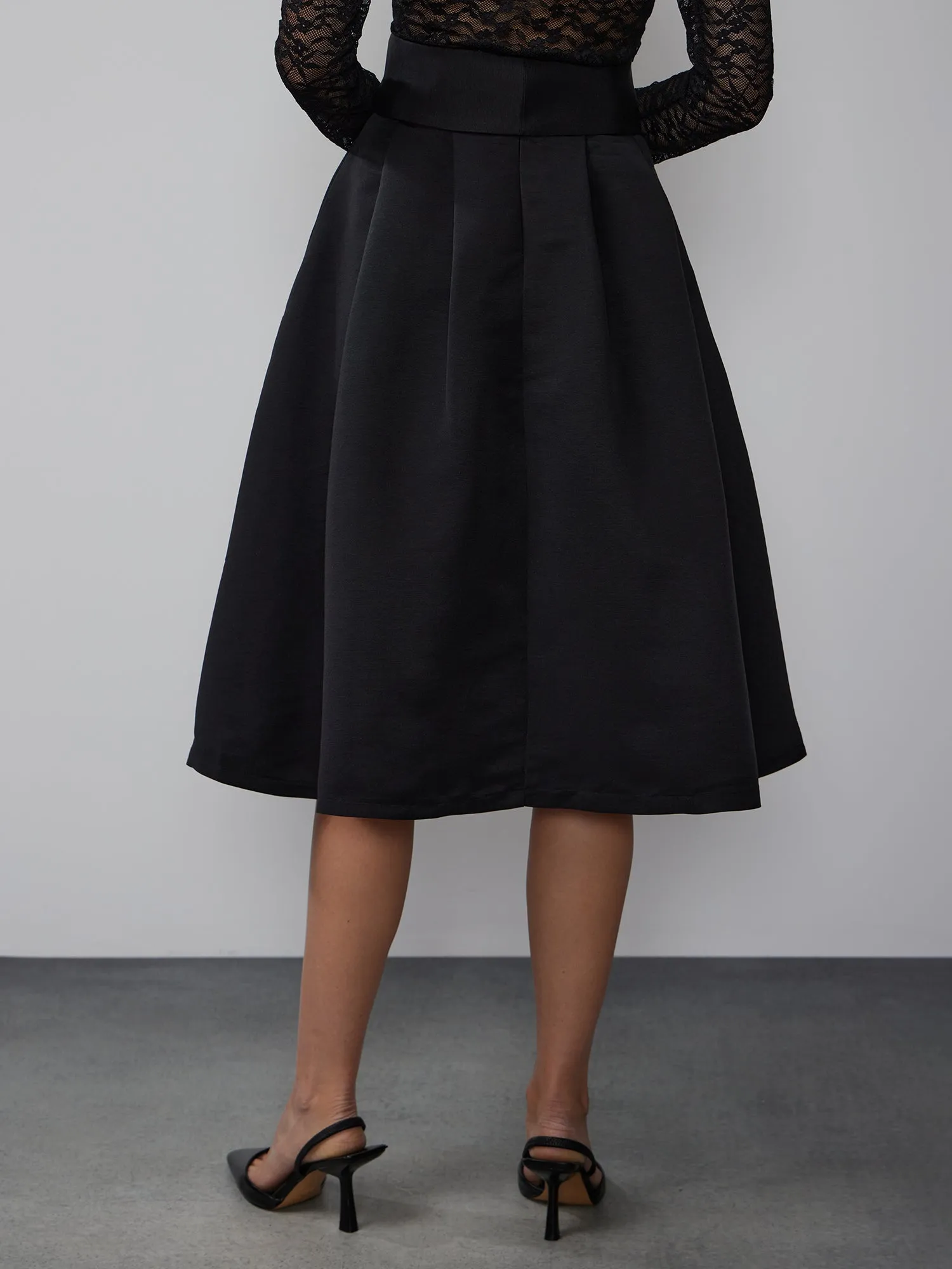 Contrast Slit Midi Skirt