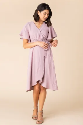 Daphne Tulip Wrap Dress - Mauve