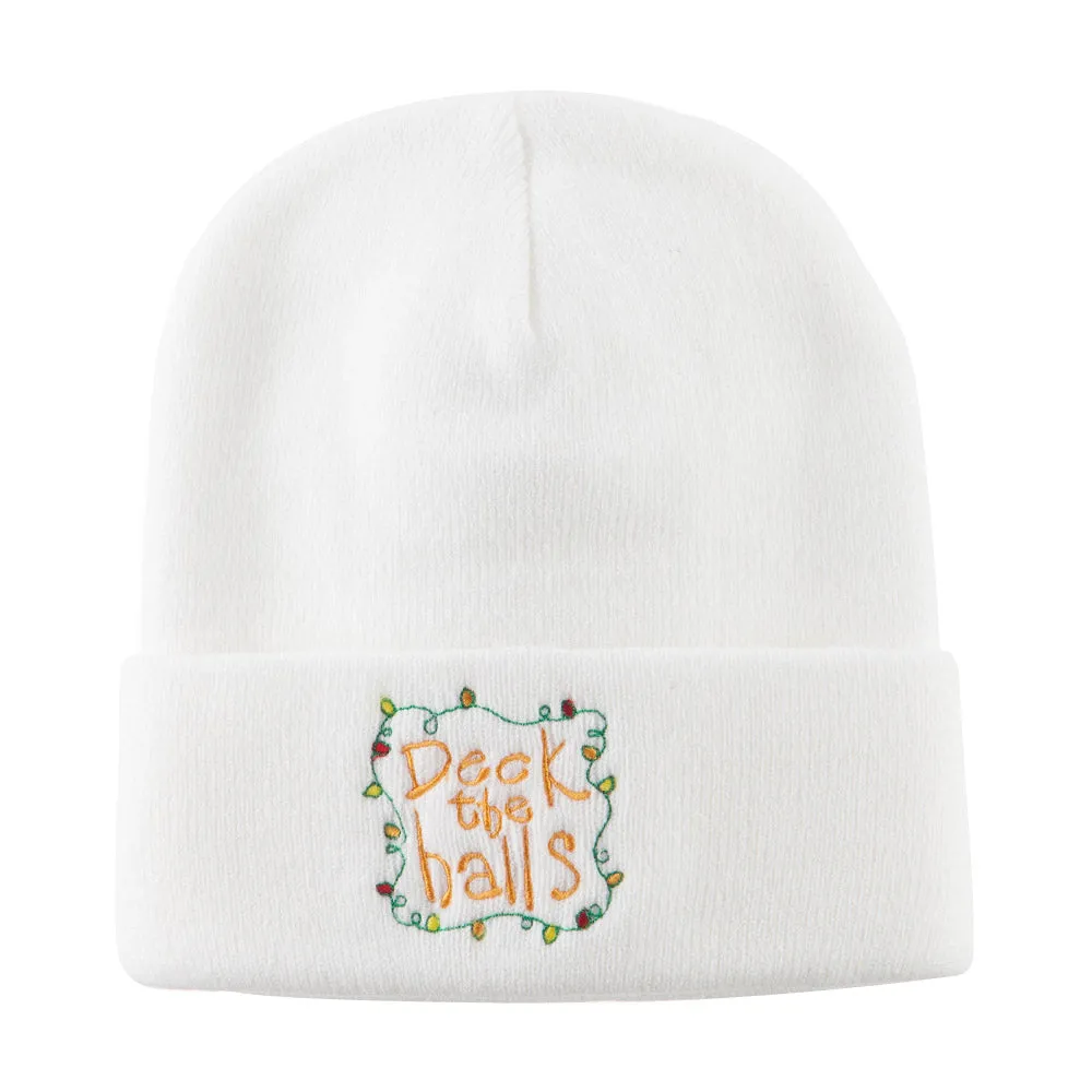 Deck the Halls with Lights Embroidered Beanie