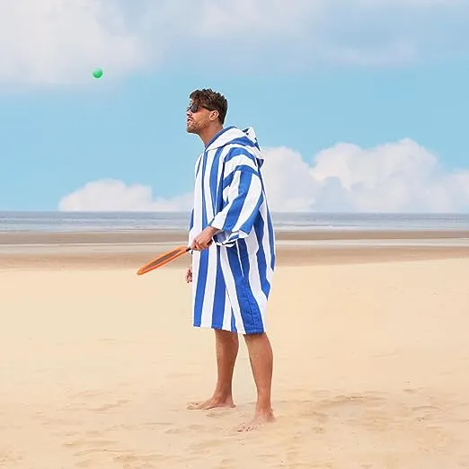 Dreamscene Striped Poncho Towel | Adult Hooded Oversized Bath Beach Surf Absorbent | Unisex Changing Robe | Hooded Beach Towel | Swim Cover Up