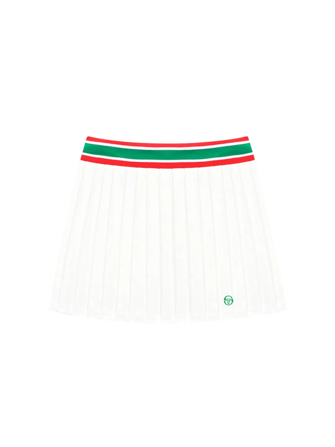 Flag Waistband Pleated Skirt- Off White