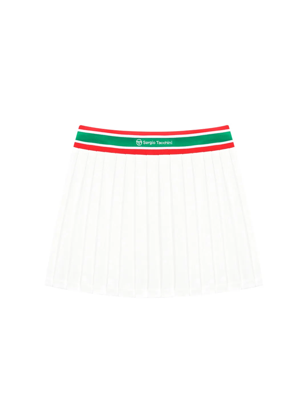 Flag Waistband Pleated Skirt- Off White