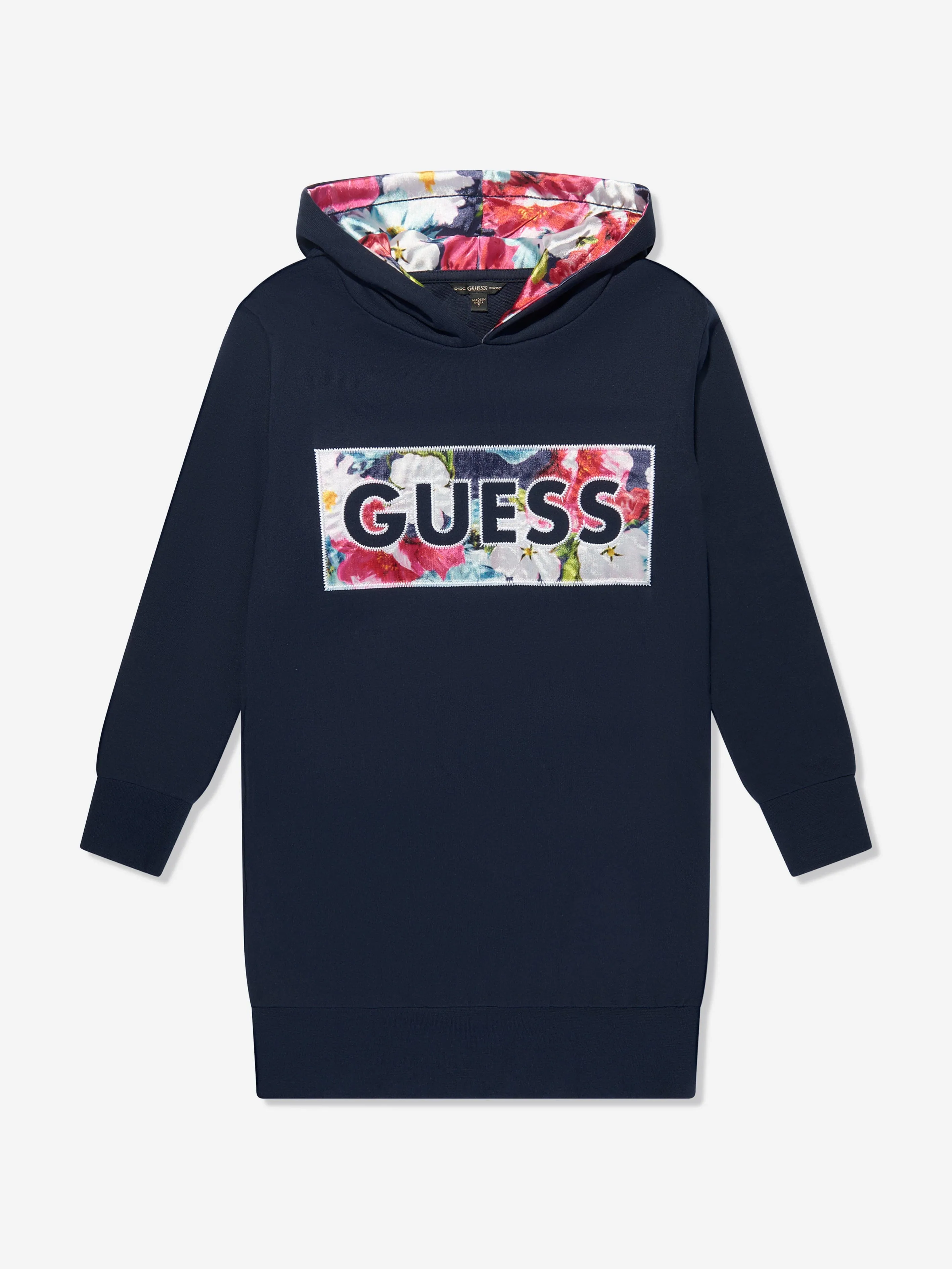 Guess Girls Hooded Sweater Dress in Navy