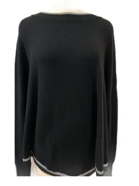 Hannah Childs Long Sleeve Kristina Poncho Black with Grey Accents Large / XL