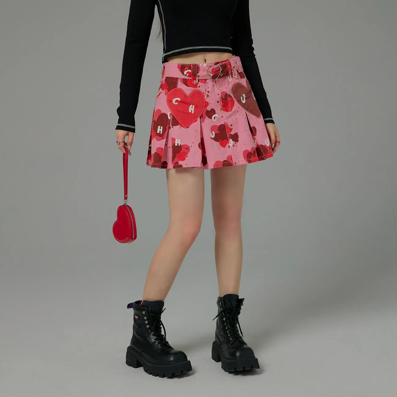 Heart Pleated Skirt