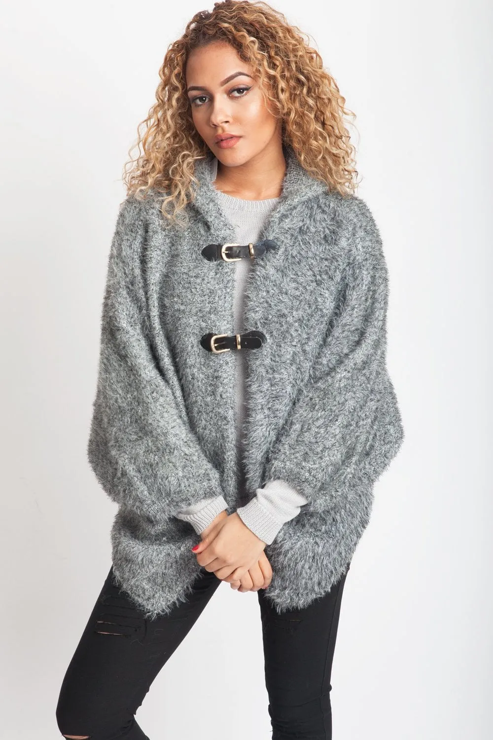 Hooded Soft Touch Knitted Cardigan with Sleeves