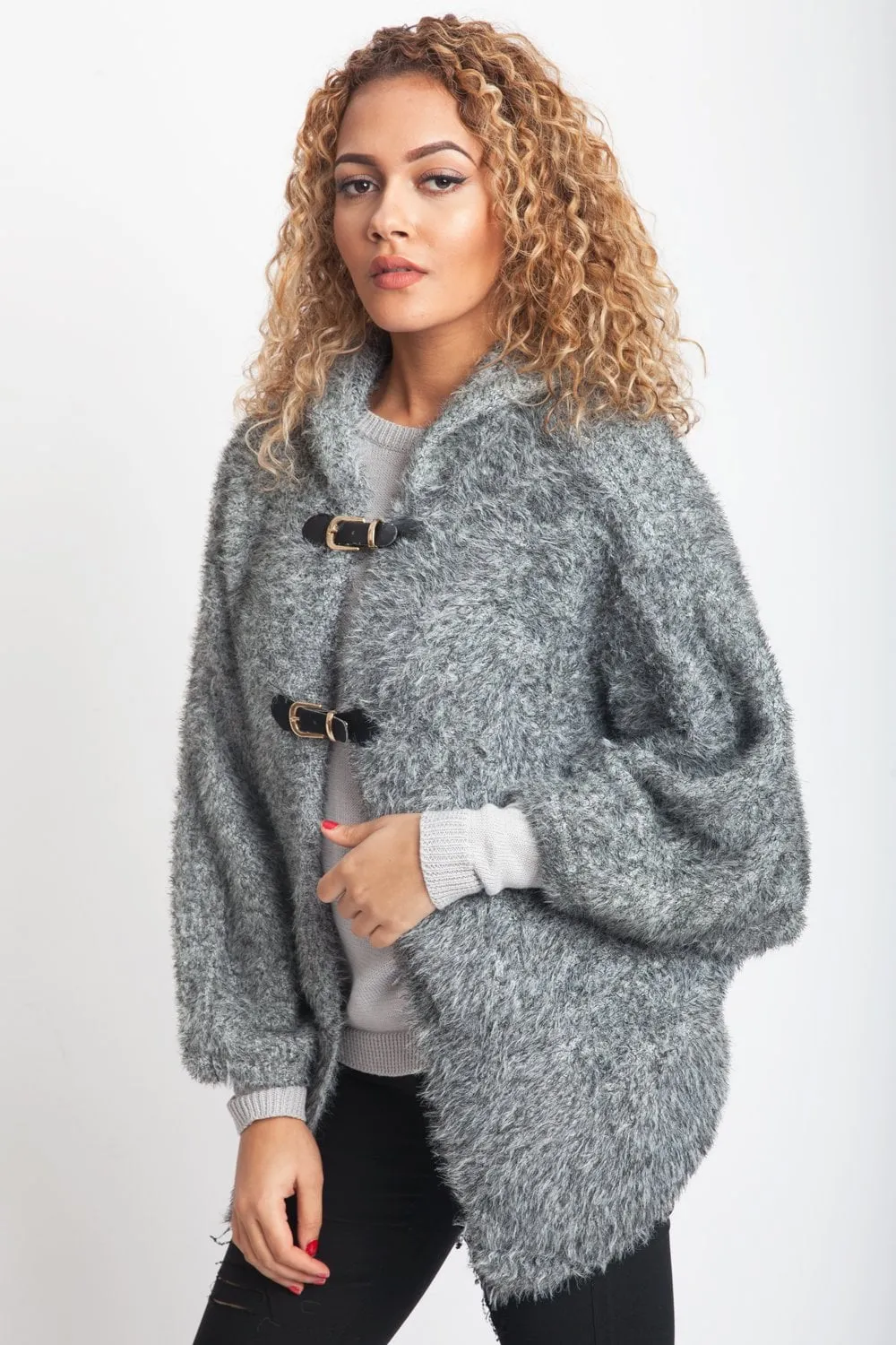 Hooded Soft Touch Knitted Cardigan with Sleeves