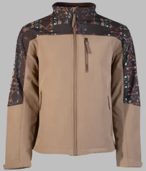 Hooey Men's Tan with Aztec Print Yoke Softshell Jacket HVJ129AZTN