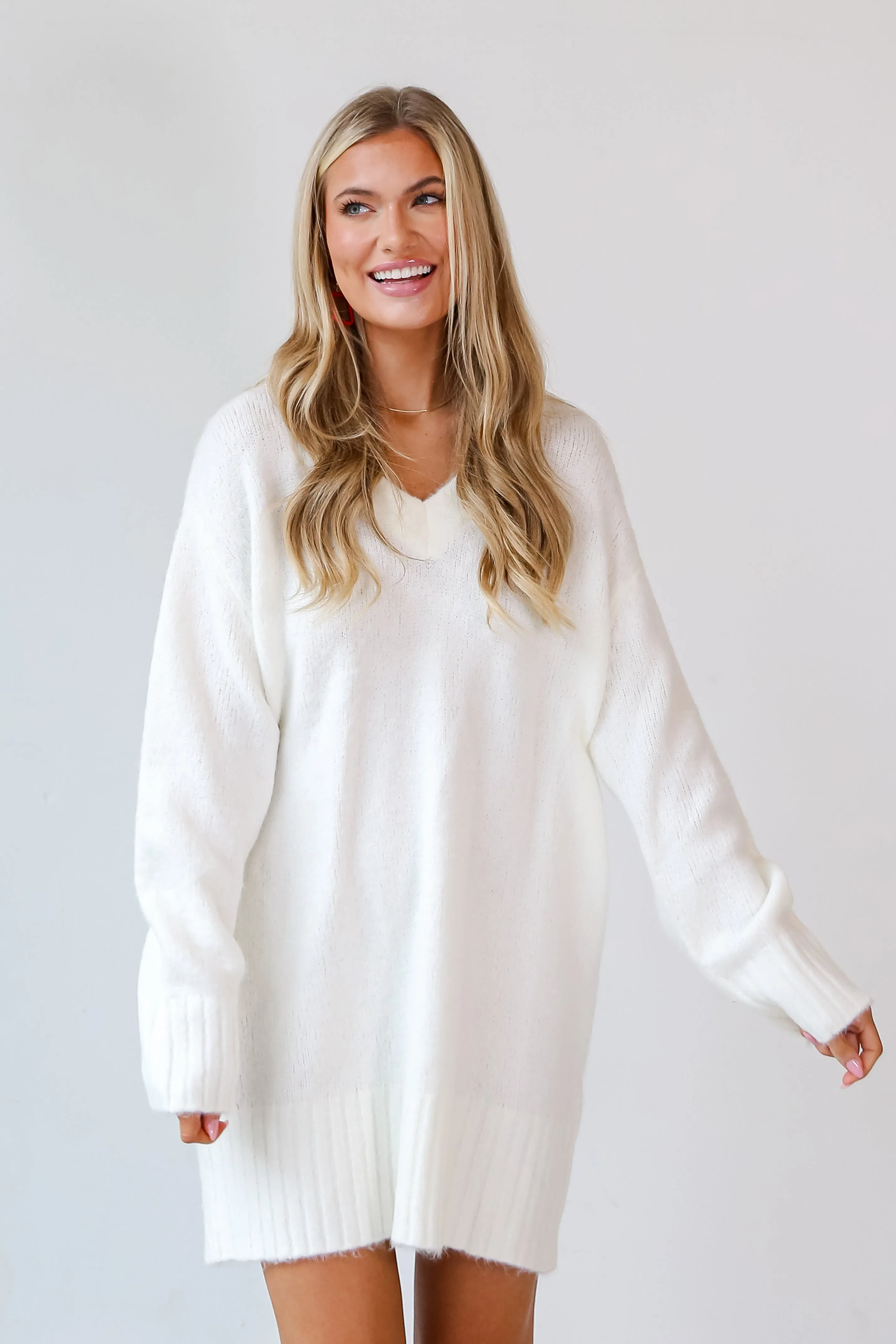 Hope You Know Ivory Mini Sweater Dress