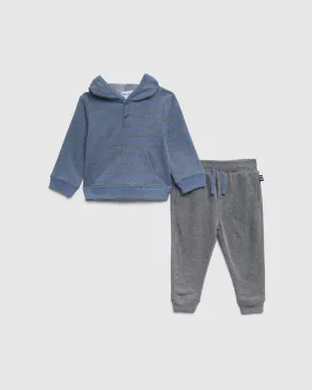 Infant Boys Slate Stripe Hoodie Set