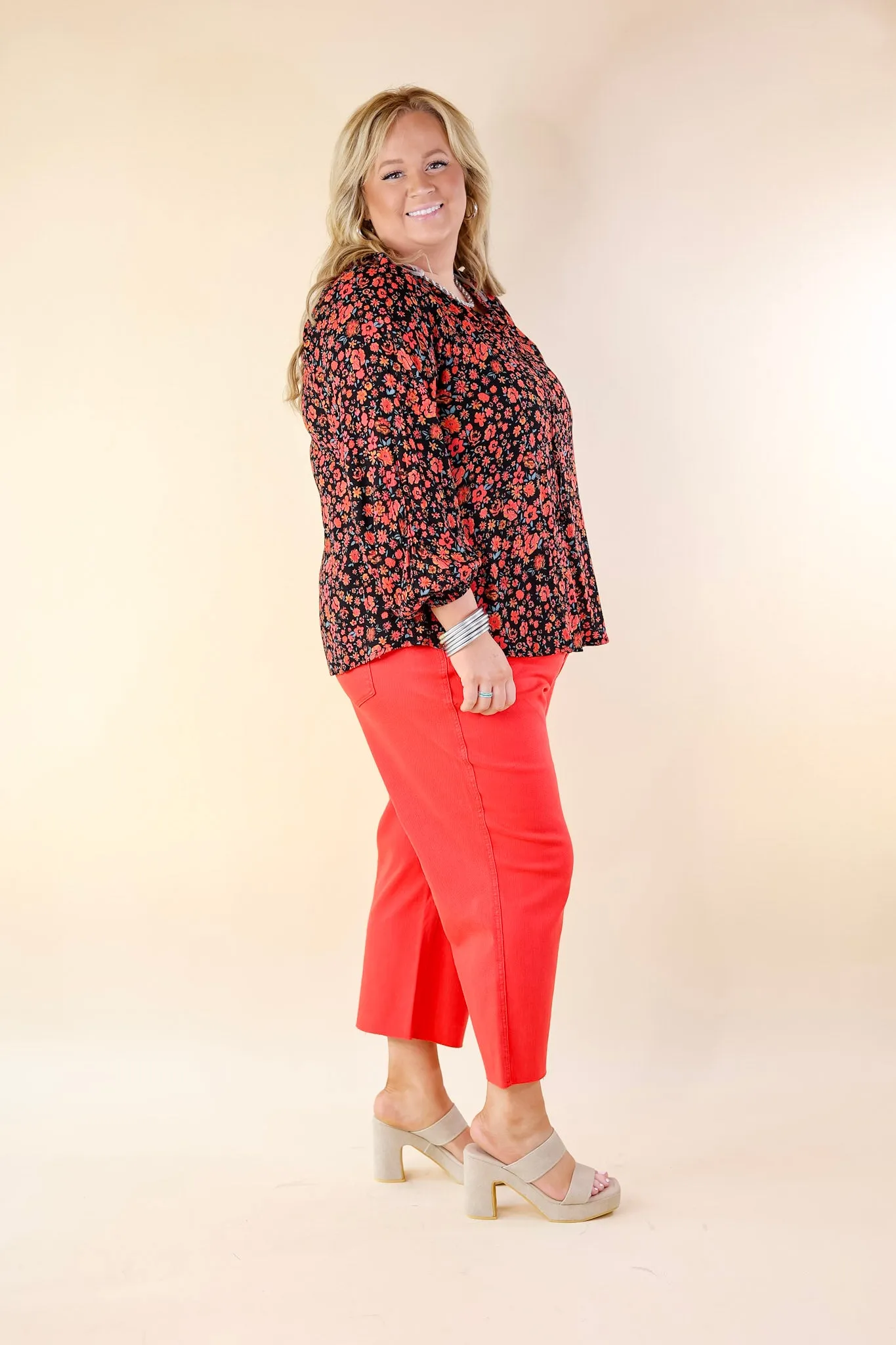 Judy Blue | Sign Me Up Tummy Control Cropped Wide Leg Jeans in Red