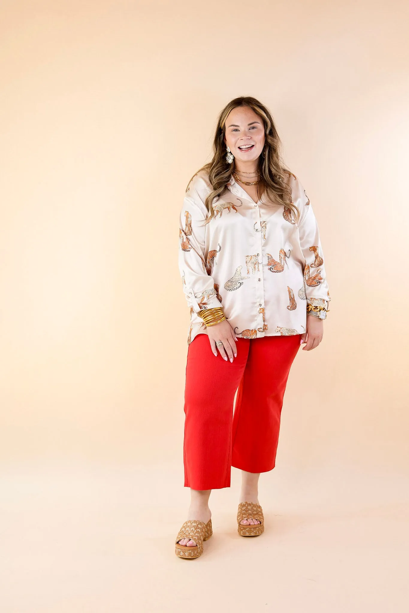 Judy Blue | Sign Me Up Tummy Control Cropped Wide Leg Jeans in Red