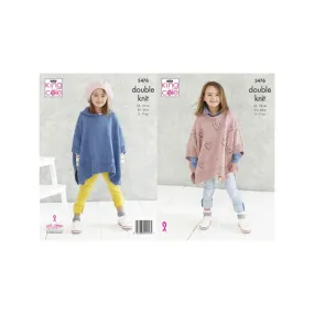 King Cole Kids Poncho DK Knitting Pattern 5476