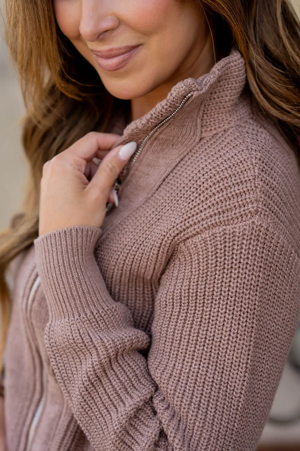 Knit Side Zip Sweatshirt