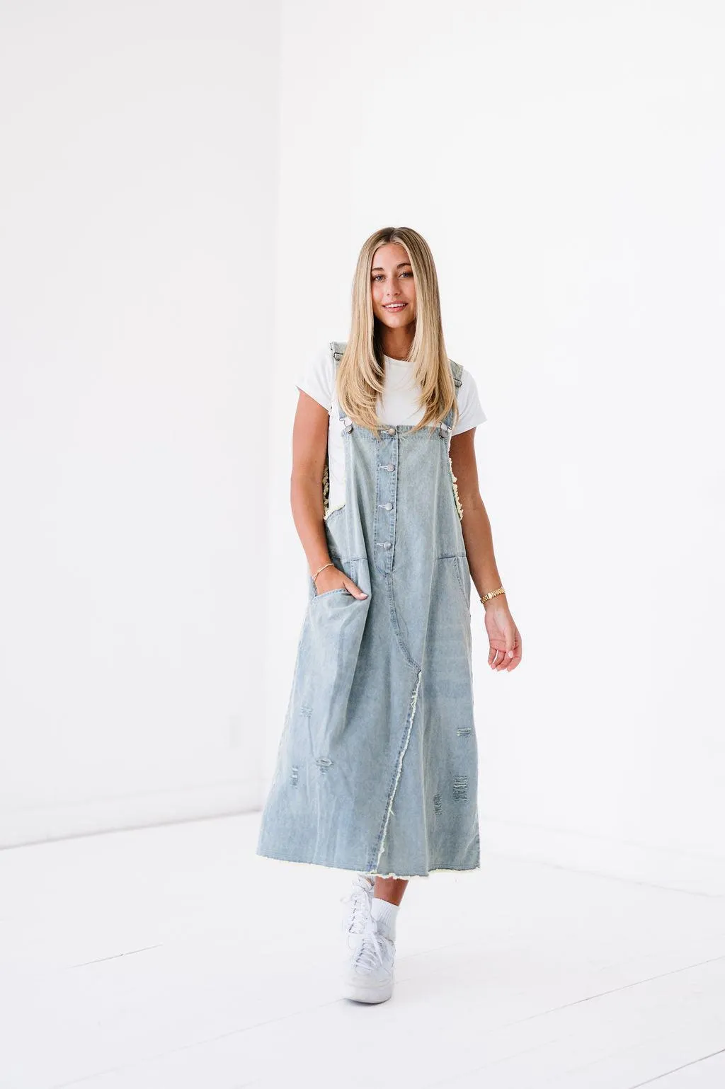 Kristin Denim Overall Dress