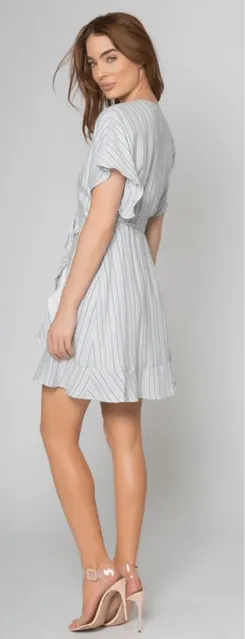 Lavender Brown Stripe Wrap Dress