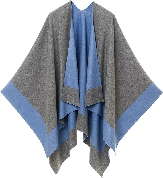 Light Gray Luxurious Knit Sweater Poncho Cardigan