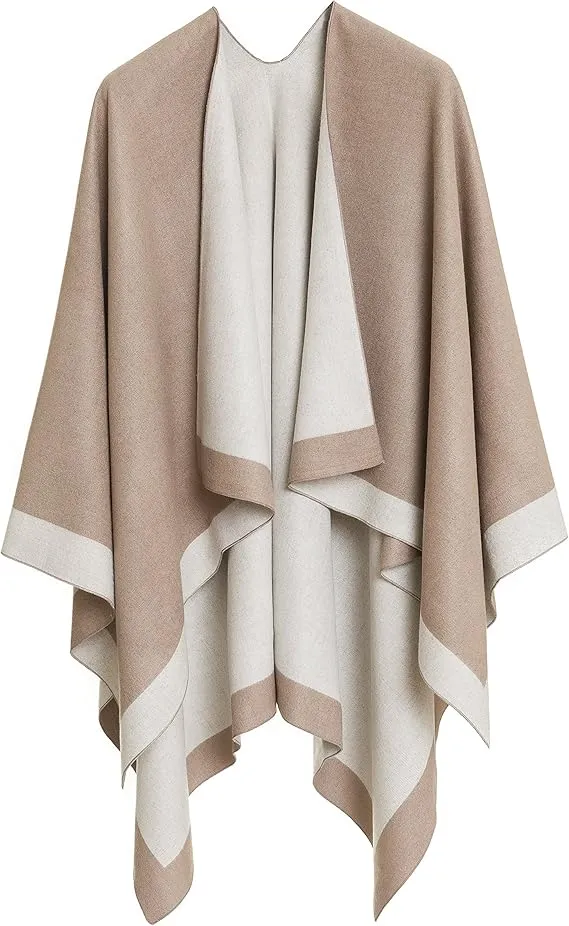 Light Gray Luxurious Knit Sweater Poncho Cardigan