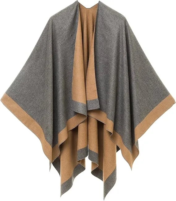 Light Gray Luxurious Knit Sweater Poncho Cardigan