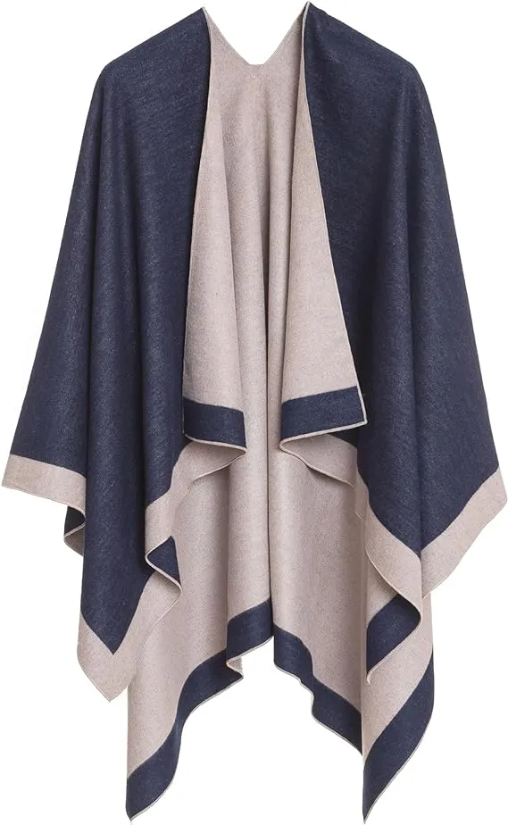 Light Gray Luxurious Knit Sweater Poncho Cardigan