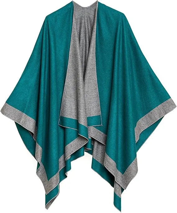 Light Gray Luxurious Knit Sweater Poncho Cardigan