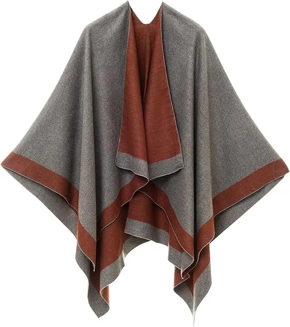 Light Gray Luxurious Knit Sweater Poncho Cardigan