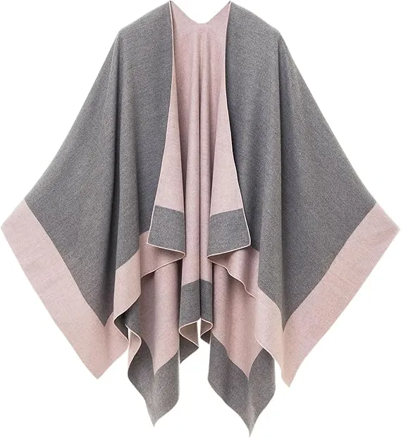 Light Gray Luxurious Knit Sweater Poncho Cardigan