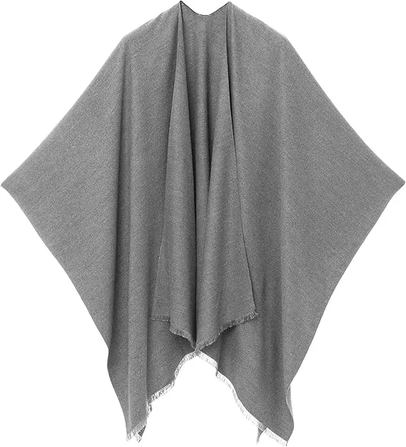 Light Gray Luxurious Knit Sweater Poncho Cardigan